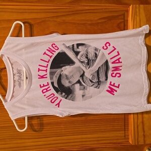 The Sandlot White Tank Top with Pink Graphic Text